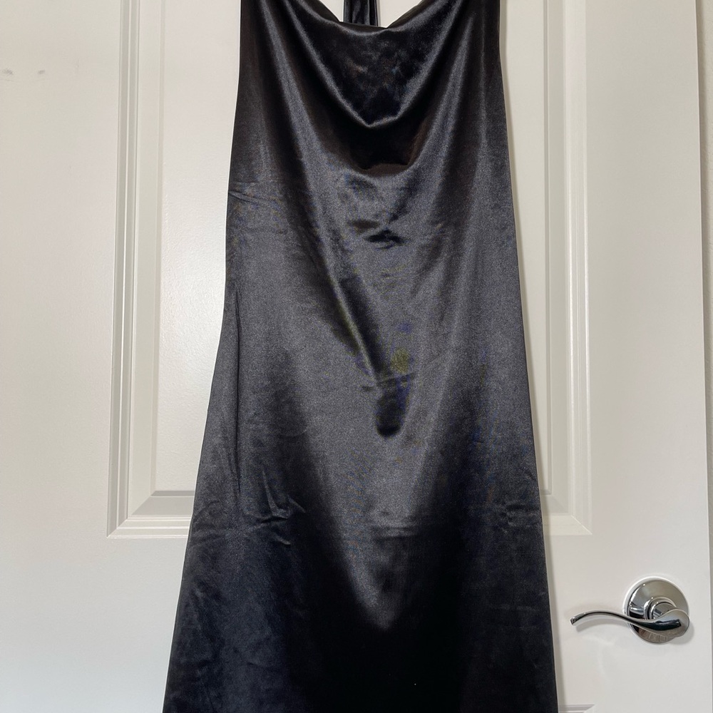 Zaful Elegant Black Satin Dress